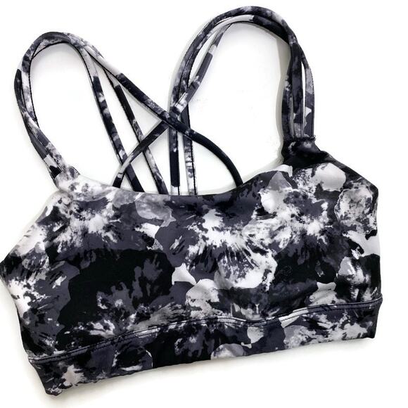 GapFit Eclipse Sports Bra Medium Support Strappy White Black Print XS - Picture 1 of 10